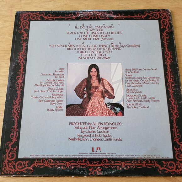 CRYSTAL GAYLE Crystal LP 1976 United Artists Records UA-LA614-G Country Pop LP6 - Picture 2 of 9